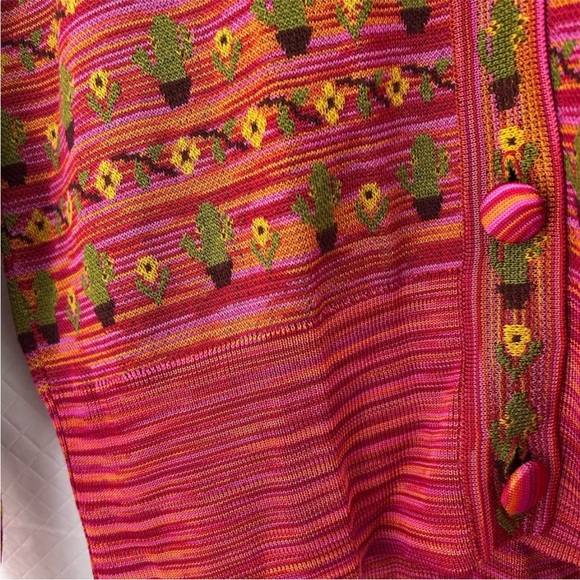 Zara Knit Jacquard Cactus Collared Button Cardigan Sweater - Picture 7 of 12